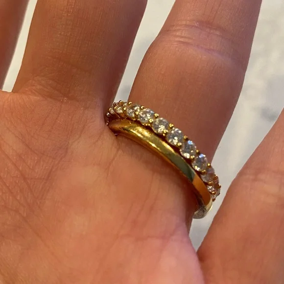 Nordstrom Set of Gold Band & Pave Rings - Picture 3 of 5